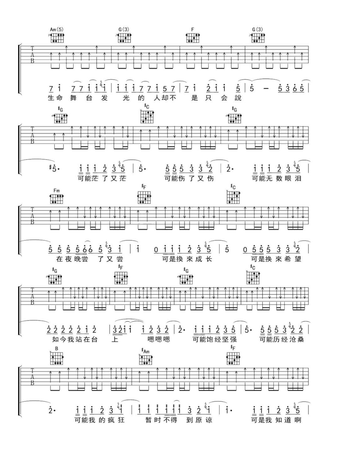 苏打绿《十年一刻》吉他谱_C调指法扫弦版 苏打绿《十年一刻》吉他谱_C调指法扫弦版