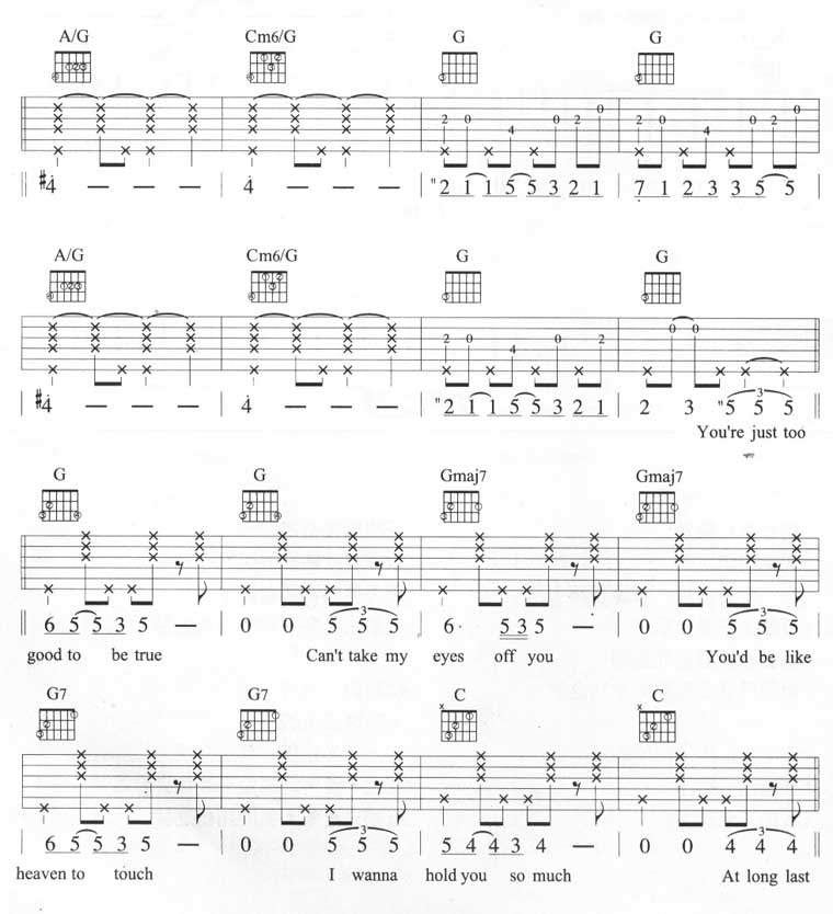 王若琳《Can't Take My Eyes Off You》吉他谱_G调原版编配 王若琳《Can't Take My Eyes Off You》吉他谱_G调原版编配