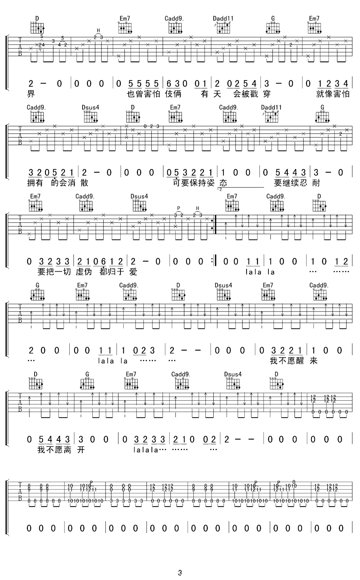 梁博《颠倒梦想》吉他谱_G调指法原版弹唱谱