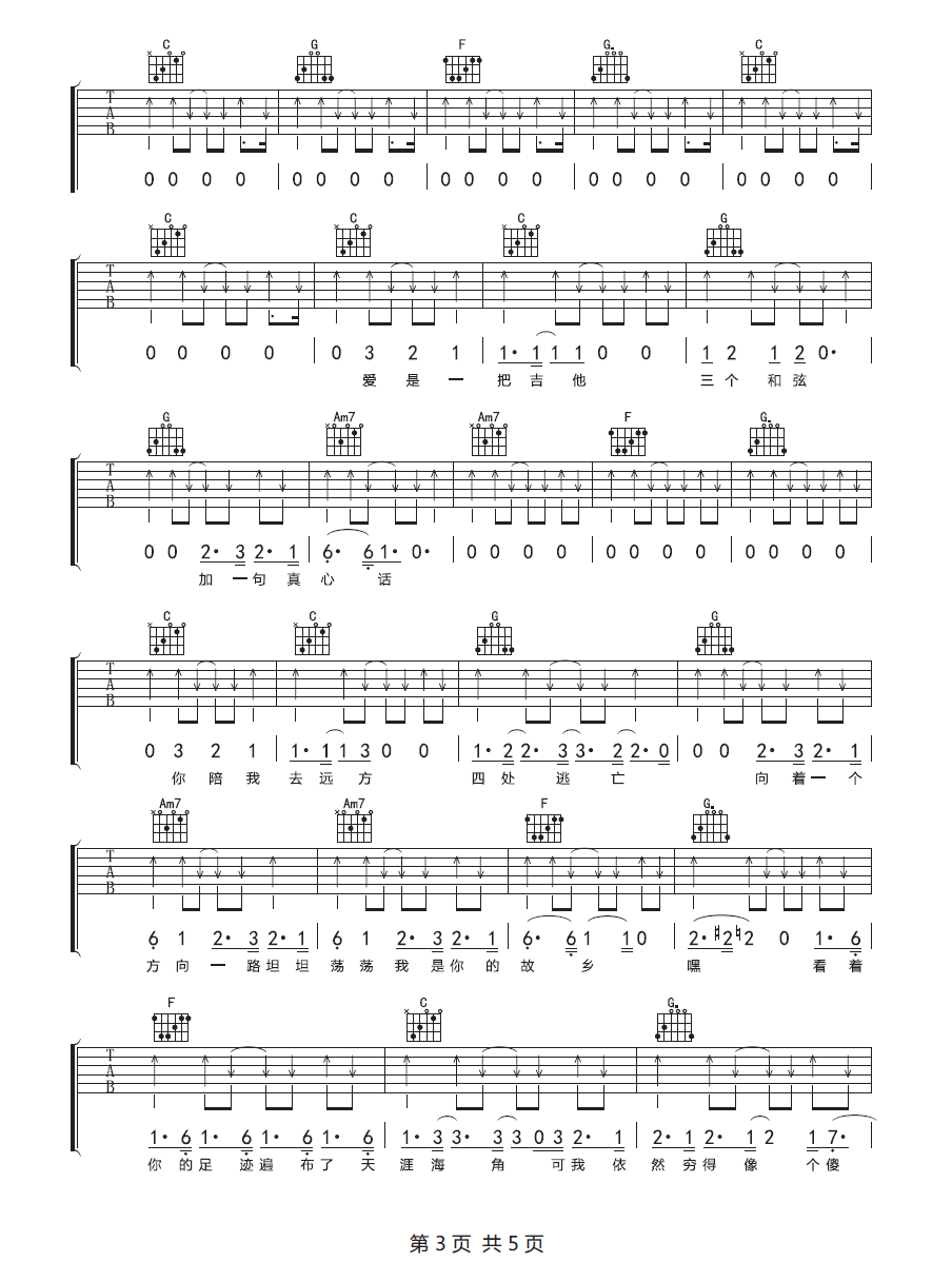 沈以诚《嘿》吉他谱_C调指法扫弦版弹唱谱 沈以诚《嘿》吉他谱_C调指法扫弦版弹唱谱