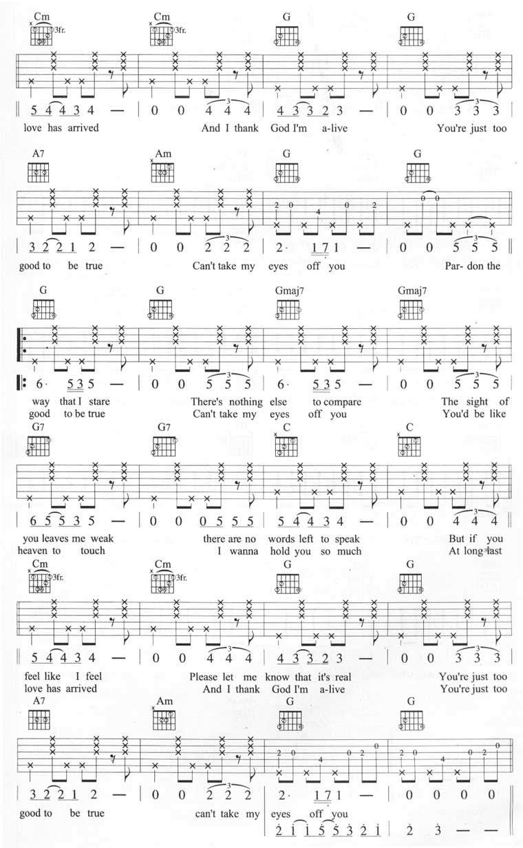 王若琳《Can't Take My Eyes Off You》吉他谱_G调原版编配 王若琳《Can't Take My Eyes Off You》吉他谱_G调原版编配