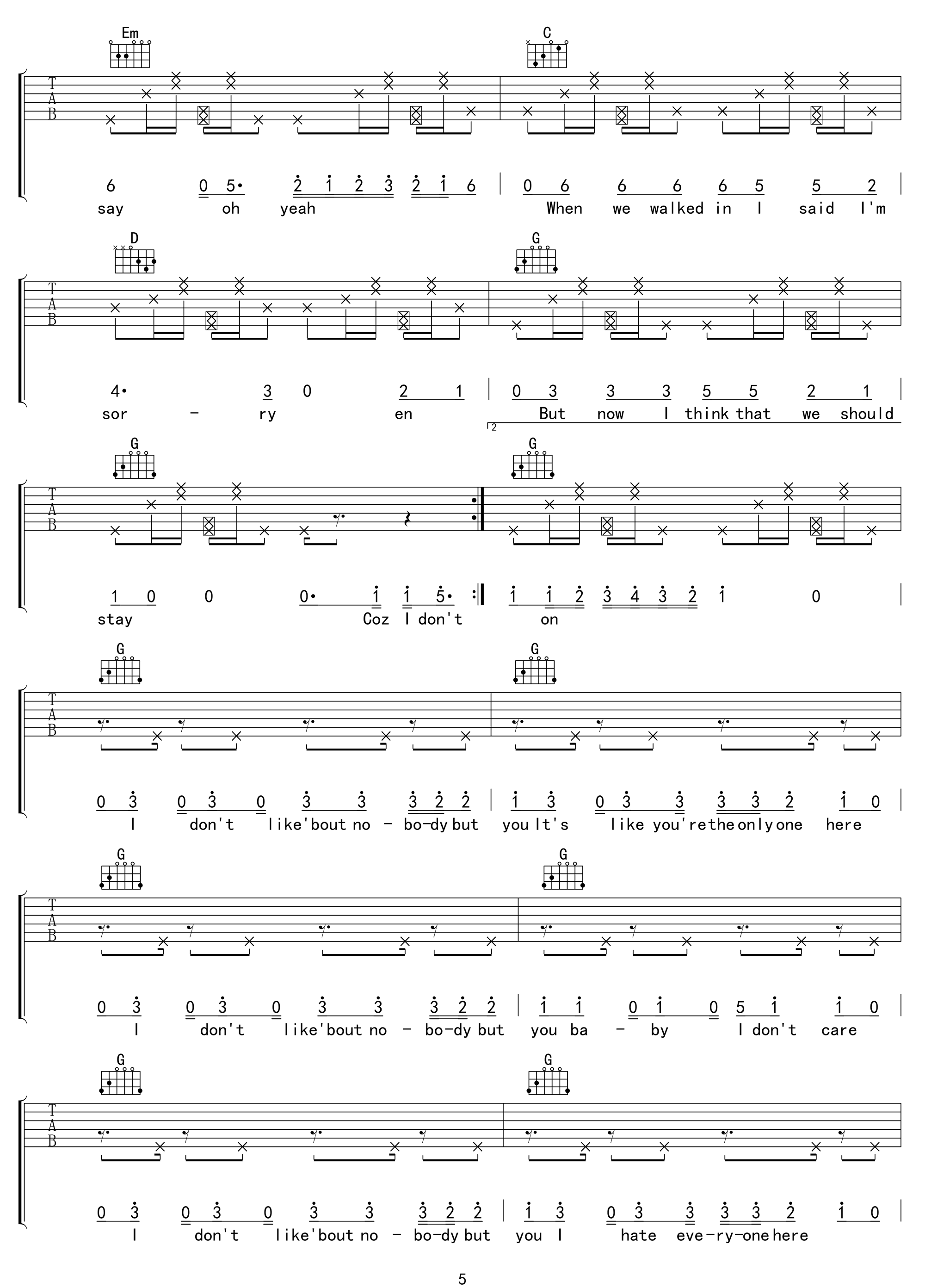 Justin Bieber/Ed Sheeran《I Don't Care》吉他谱_G调弹唱谱