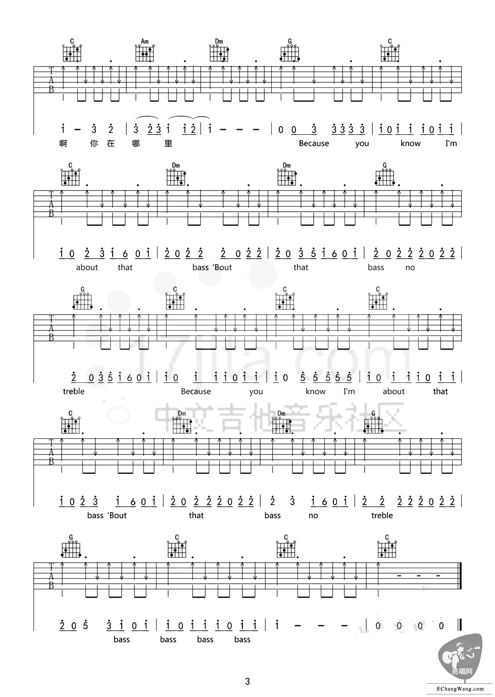 阿肆/赵大格《我在人民广场吃炸鸡》吉他谱_C调指法切音版