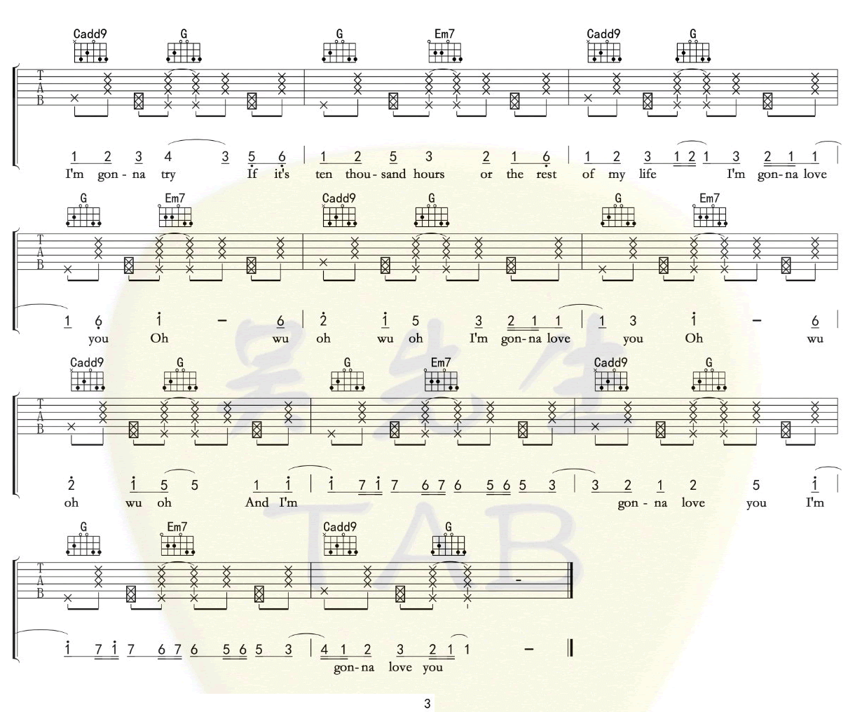 Justin Bieber《10000Hours》吉他谱_G调原版