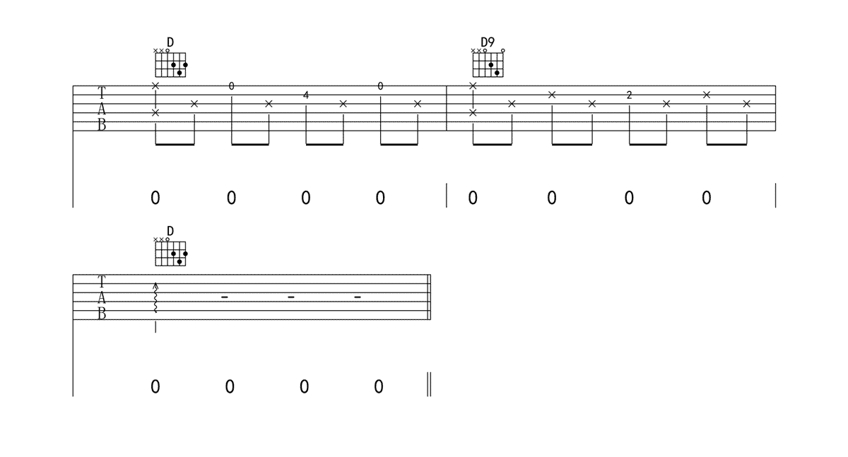 韩安旭《不在》吉他谱_D调指法原版弹唱谱