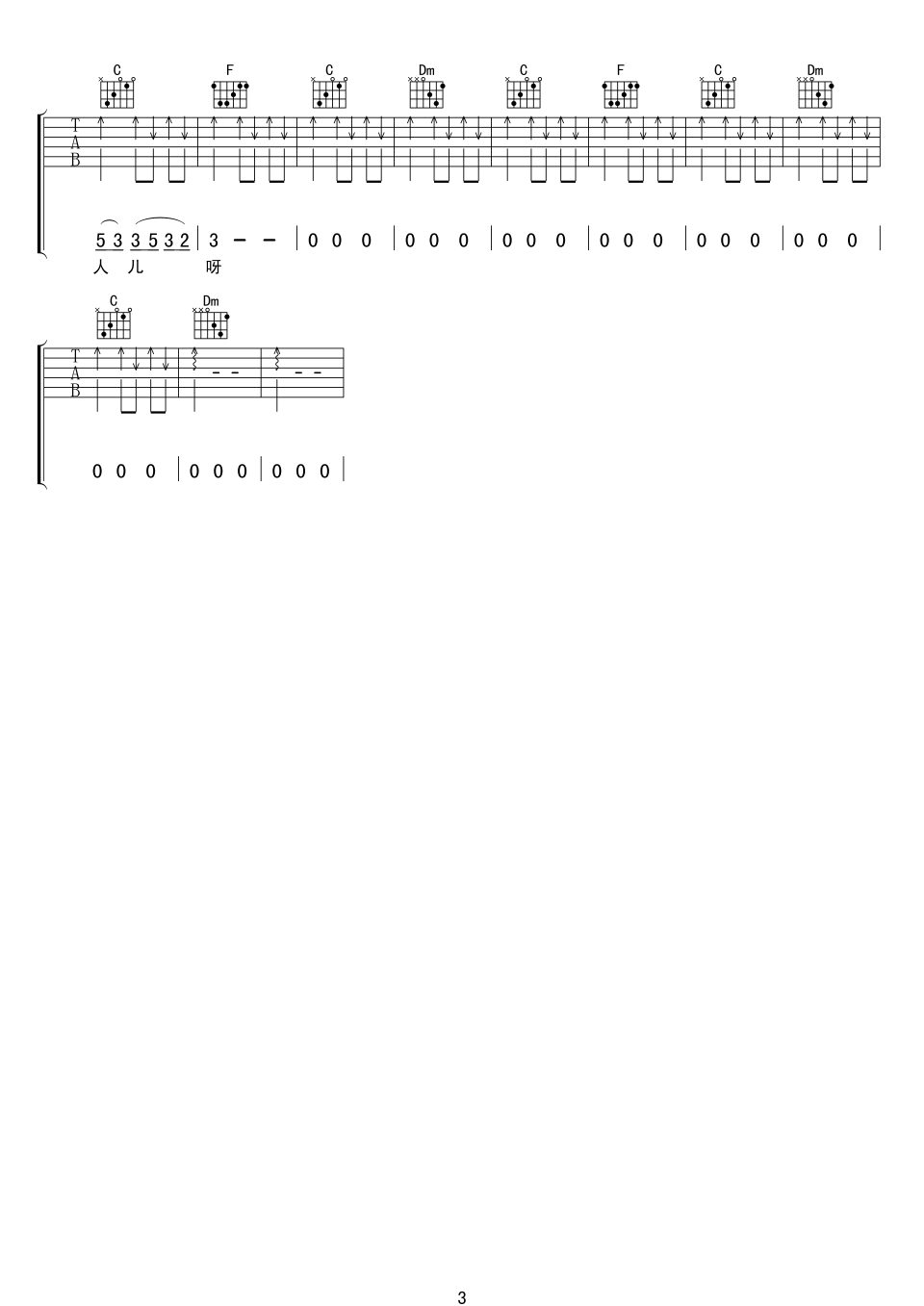 伍佰《算了吧》吉他谱_F调指法扫弦版弹唱谱