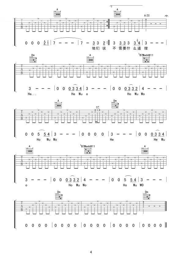 陈楚生《瘾》吉他谱_F调指法原版弹唱谱