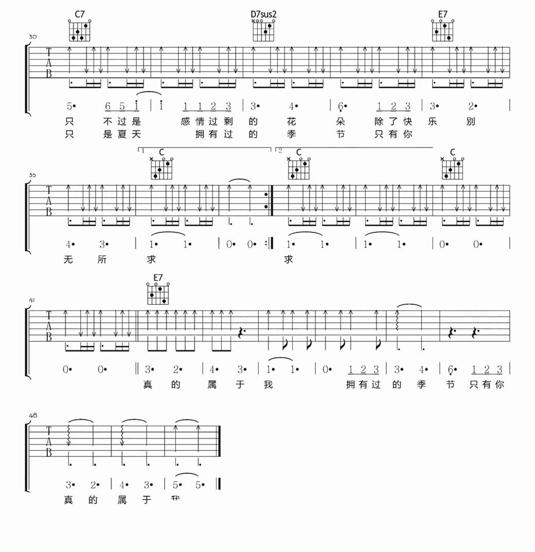 陈绮贞《蜉蝣》吉他谱_D调指法原版弹唱谱