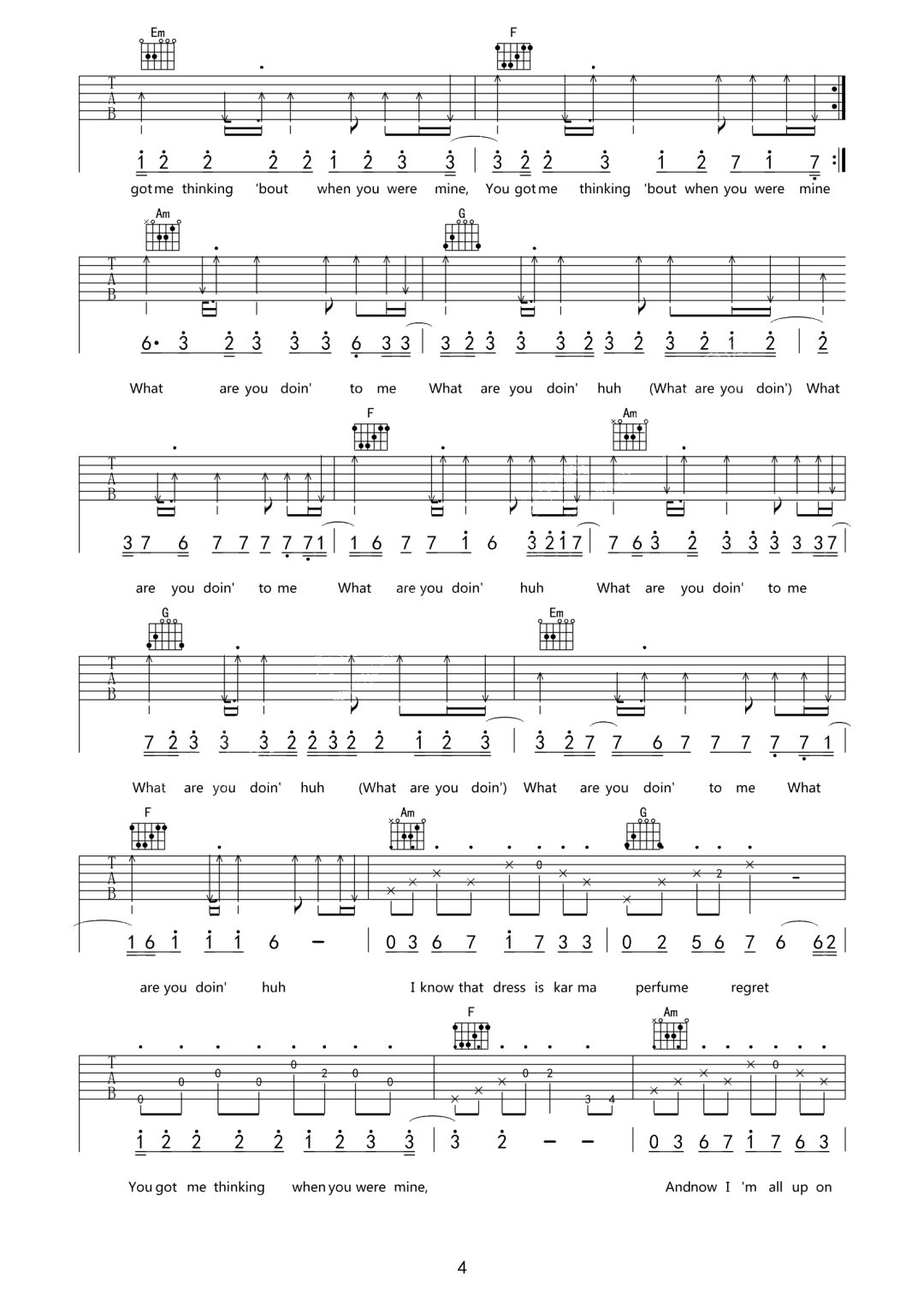 Charlie Puth《Attention》吉他谱_C调指法弹唱谱