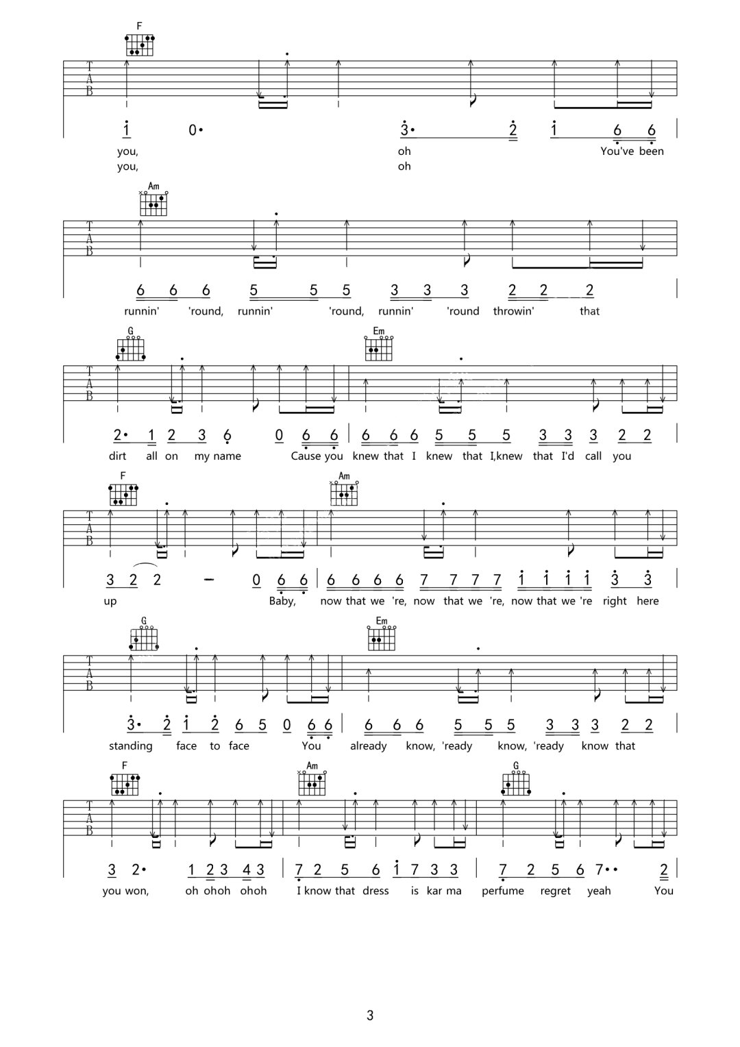 Charlie Puth《Attention》吉他谱_C调指法弹唱谱