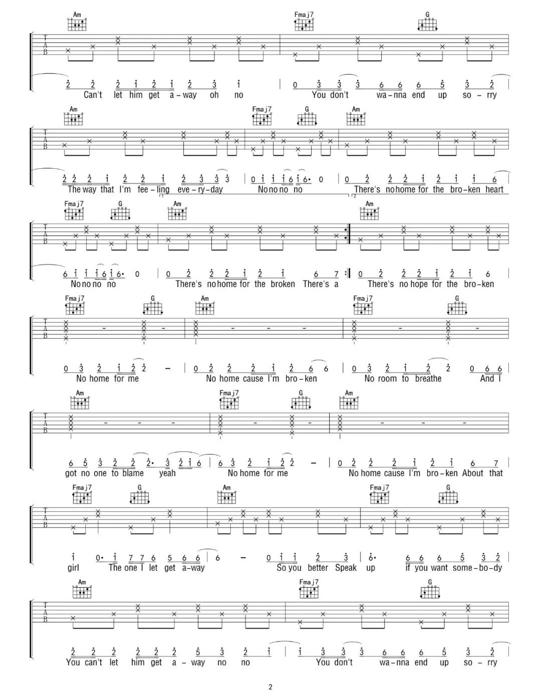 Olly Murs《That Girl》吉他谱_C调指法弹唱谱