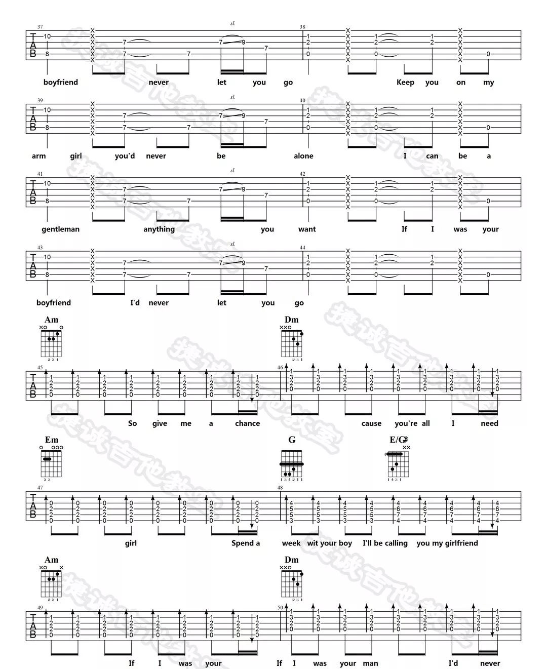 Justin Bieber《Boyfriend》吉他谱_C调原版