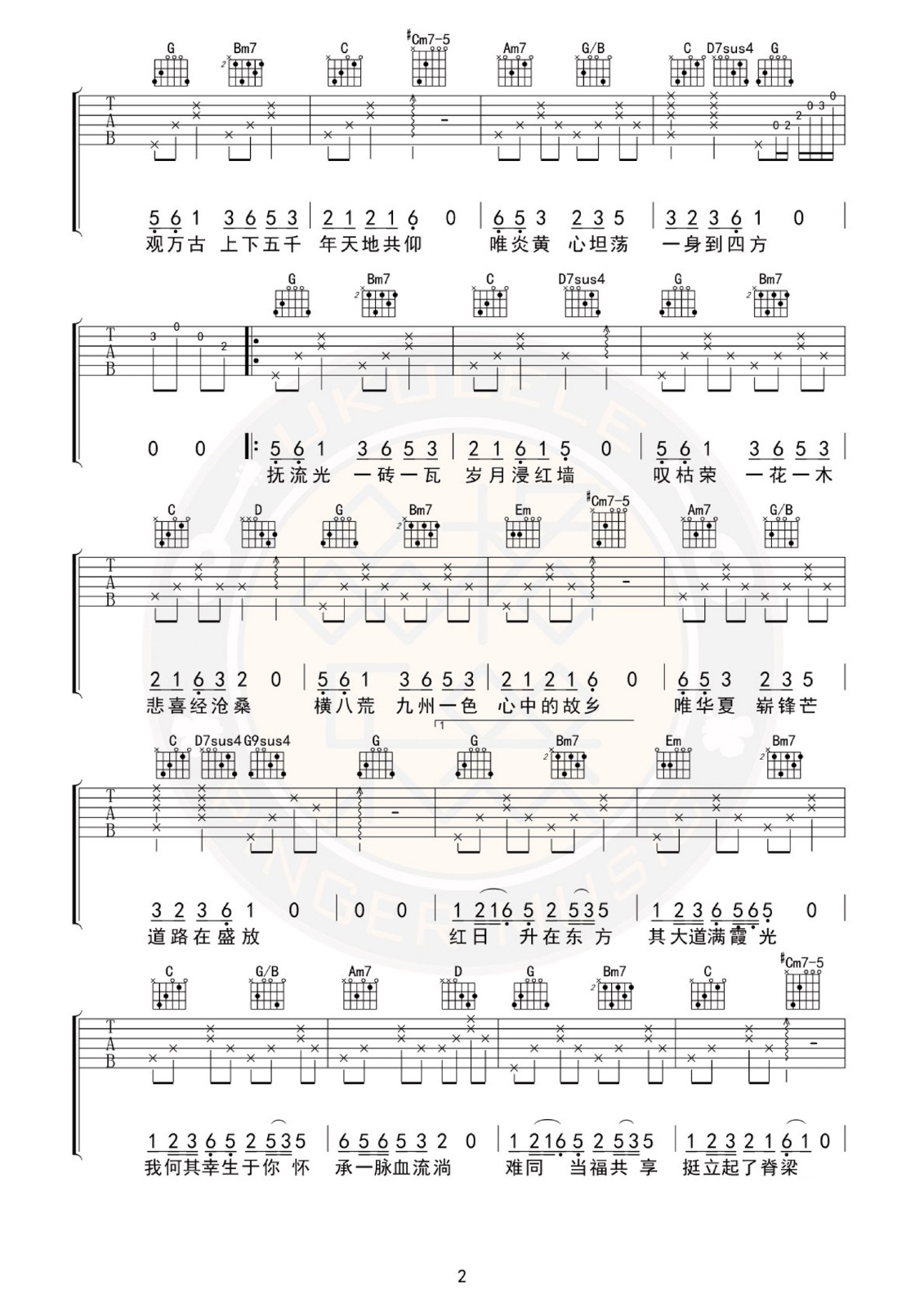 李玉刚《万疆》吉他谱_G调指法弹唱谱