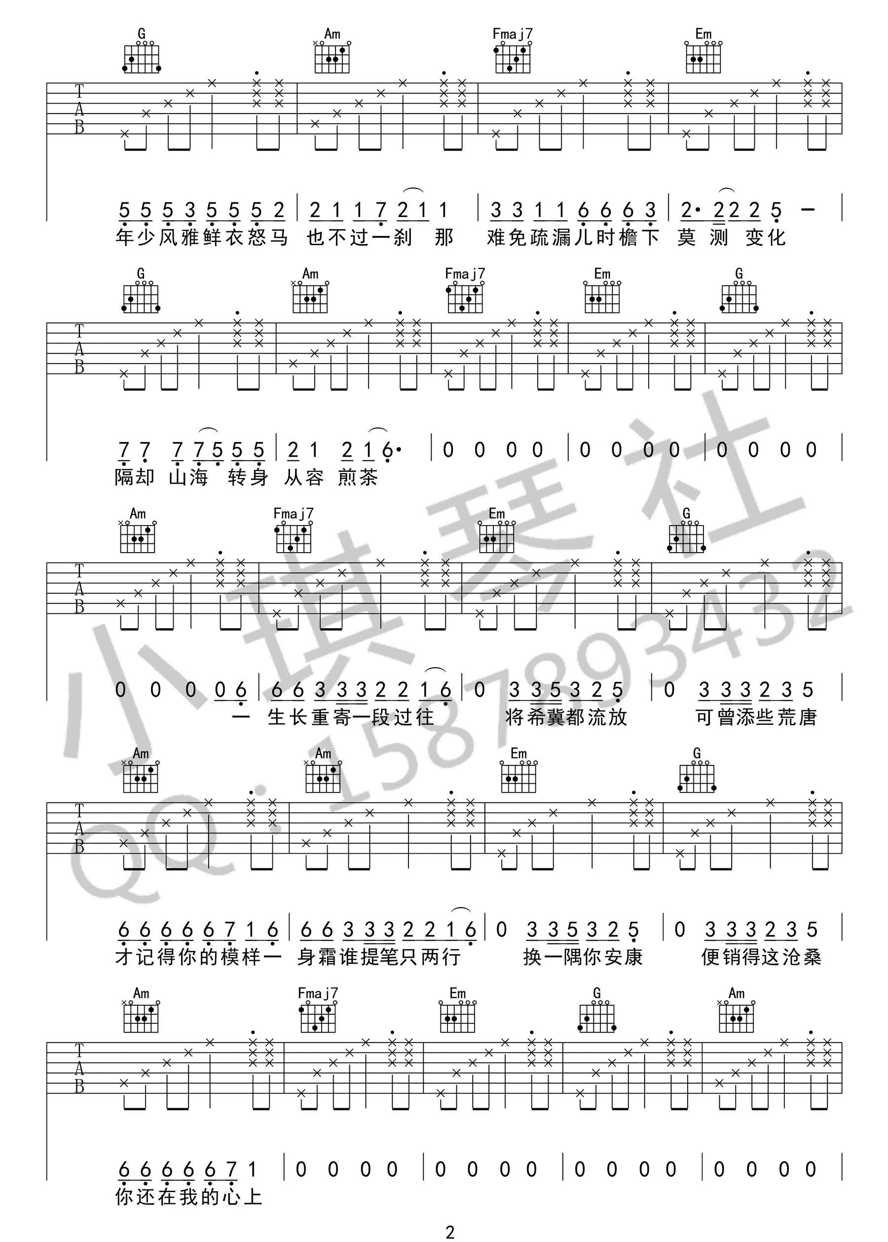 音阙诗听《红昭愿》吉他谱_C调指法原版弹唱谱-图2