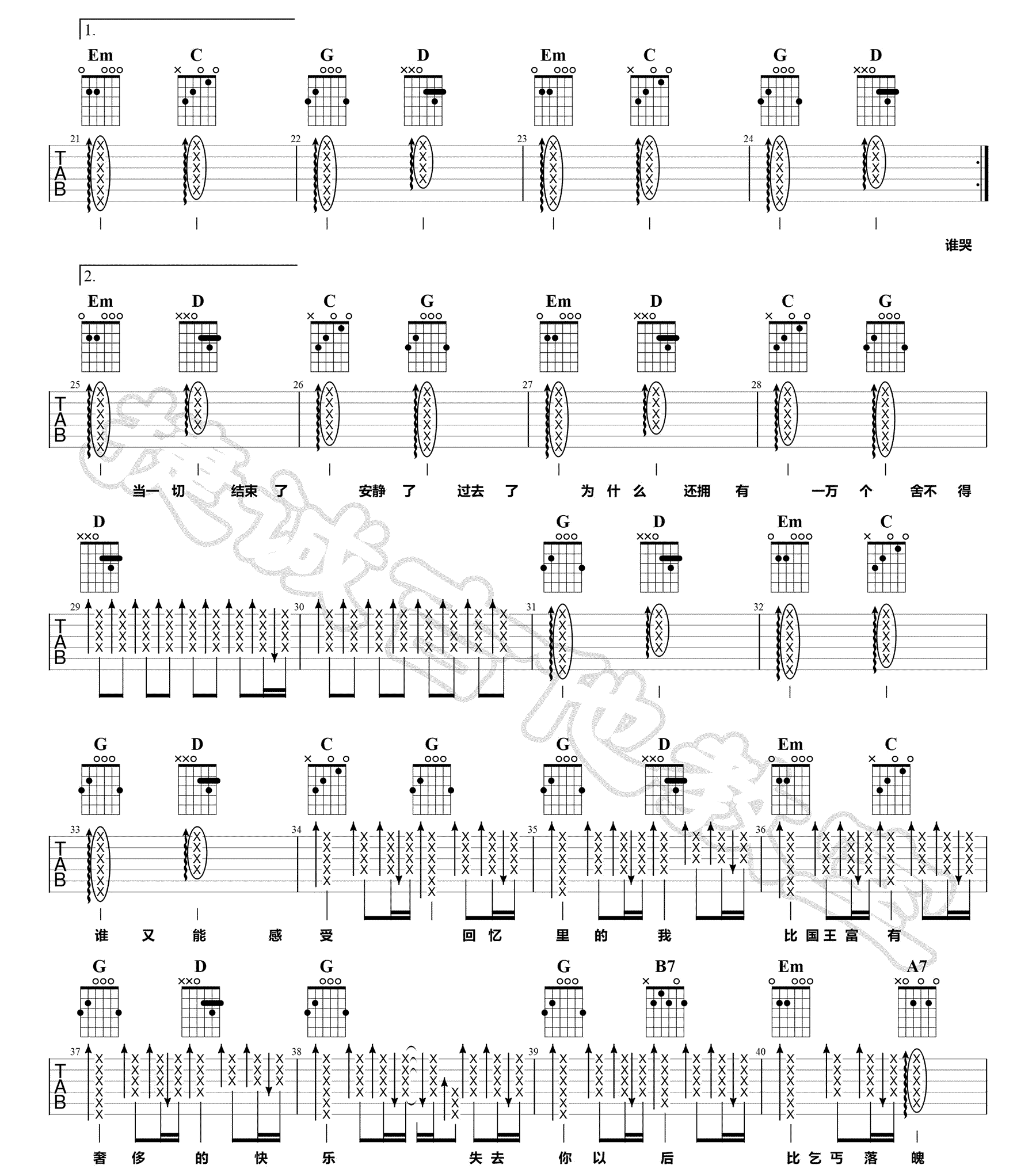 华晨宇/杨宗纬《国王与乞丐》吉他谱_G调指法-图2