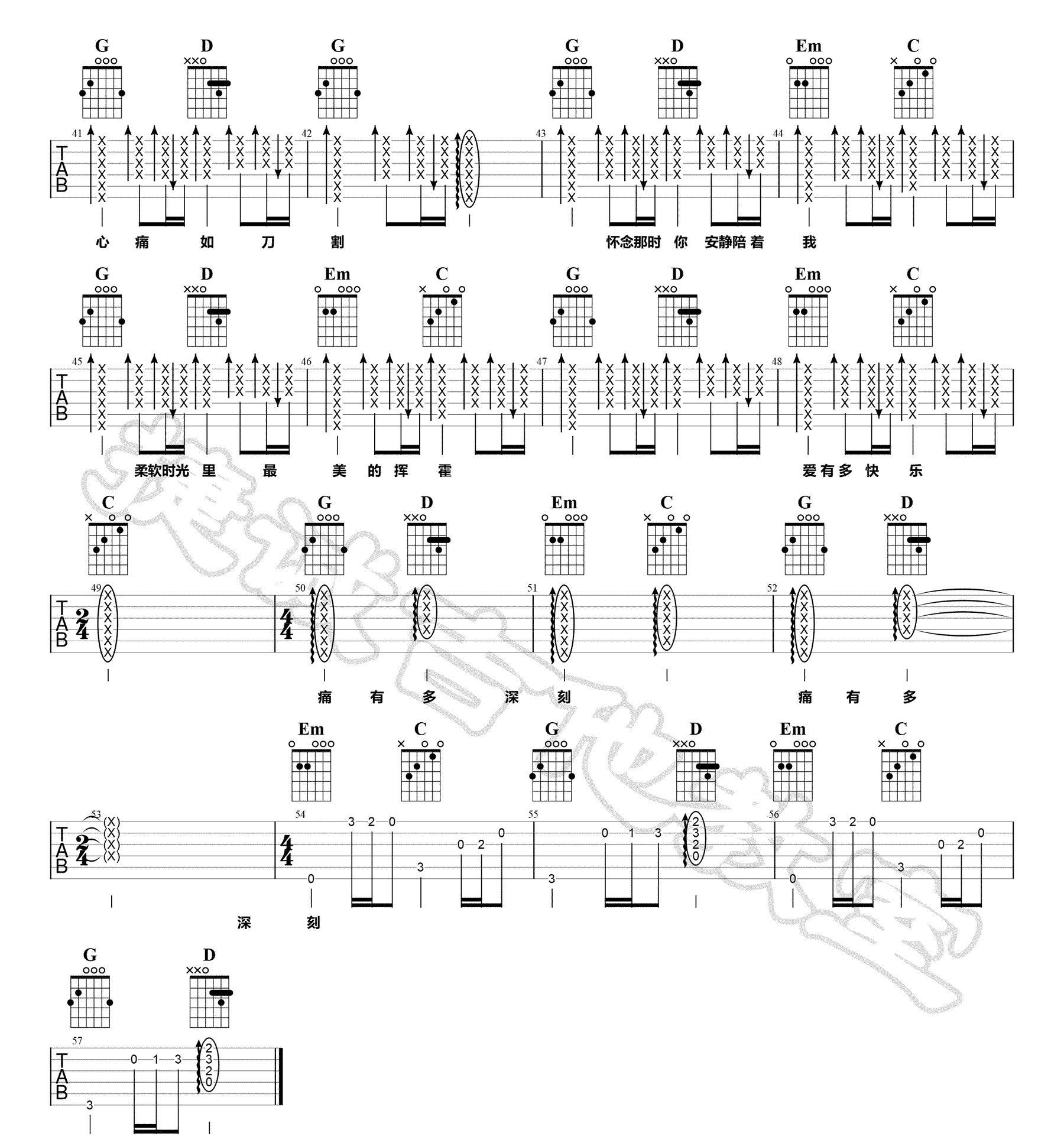 华晨宇/杨宗纬《国王与乞丐》吉他谱_G调指法-图3