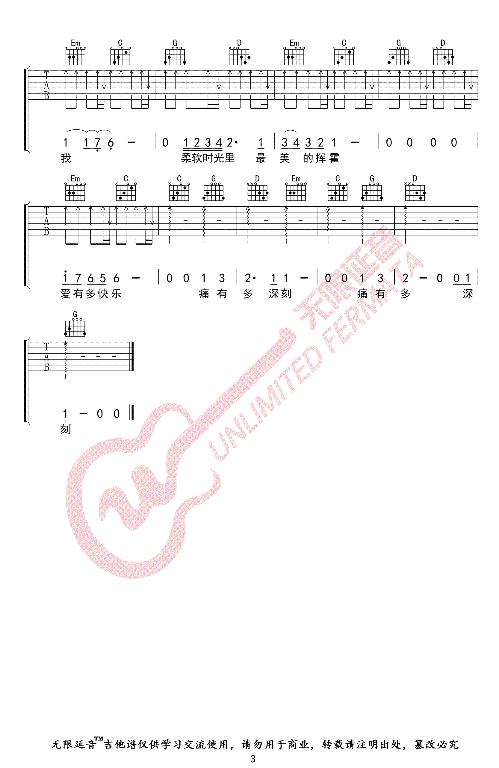华晨宇《国王与乞丐》吉他谱_G调指法弹唱谱-图3