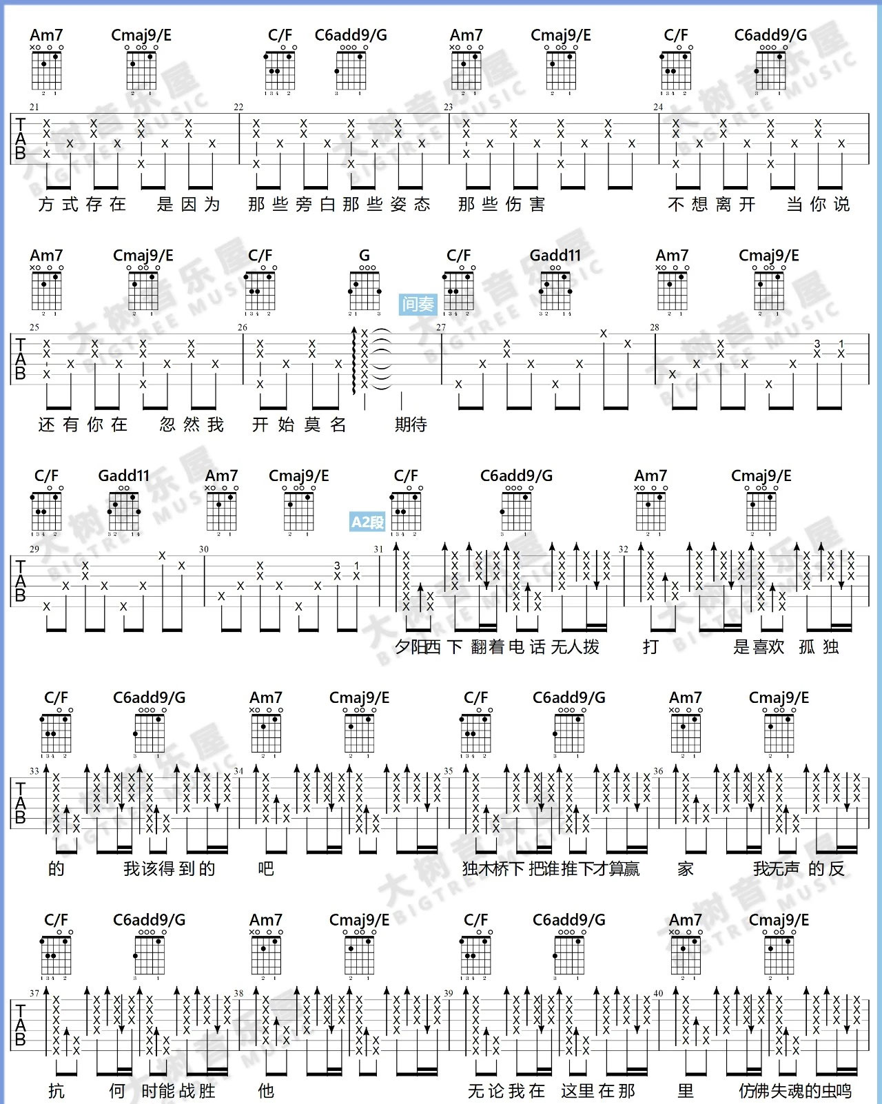 华晨宇《好想爱这个世界啊》吉他谱_C调指法-图2