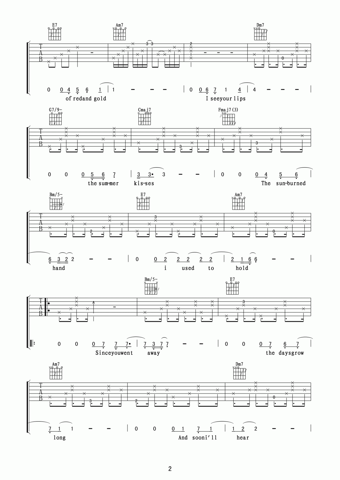Eric Clapton《Autumn Leaves》吉他谱_C调原版-图2