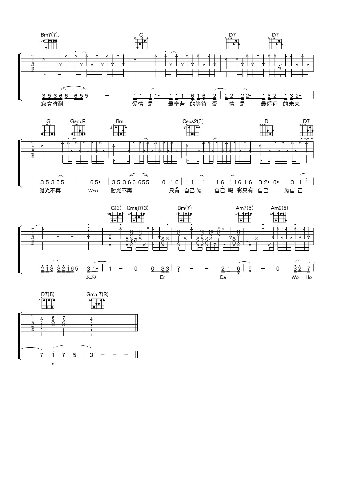 李宗盛《寂寞难耐》吉他谱_G调指法原版弹唱谱-图4