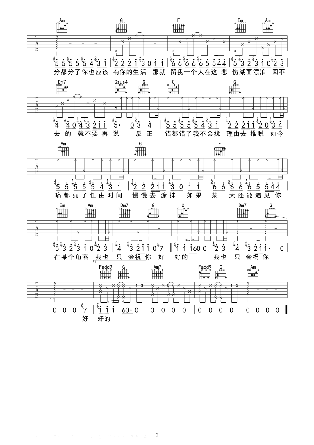赵乃吉《错都错了》吉他谱_C调原版弹唱谱-图3