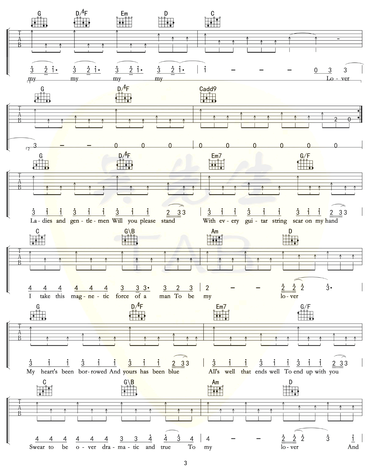 Taylor Swift《Lover》吉他谱_G调指法原版弹唱谱-图3