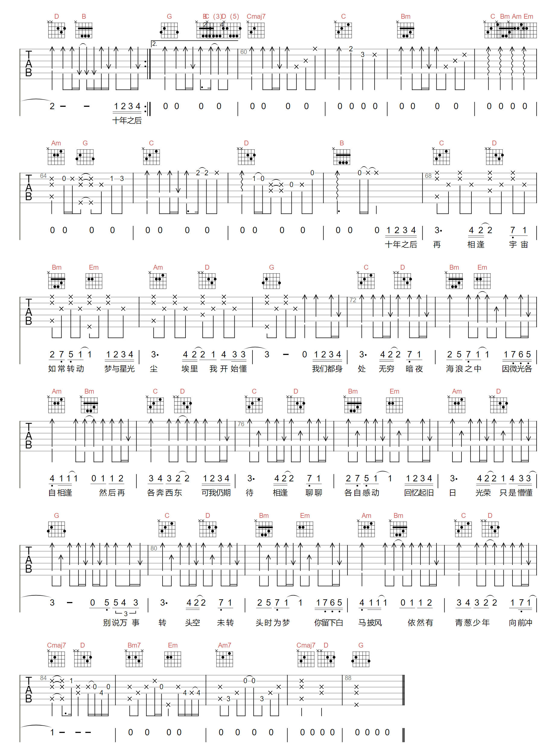 鞠婧祎/SNH48《以十洲的名义》吉他谱_G调原版-图3