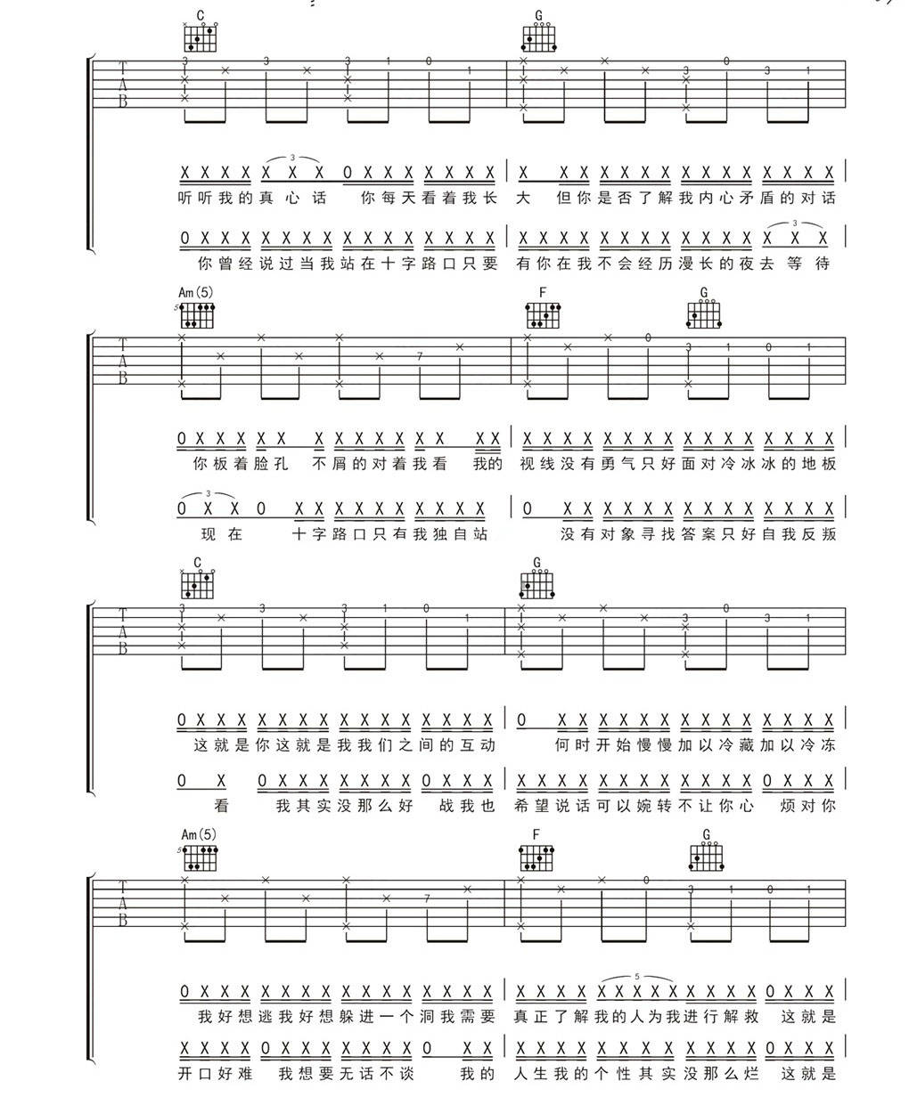 苏星婕/田浩文/潘玮柏《我想更懂你》吉他谱_C调弹唱吉他谱-图2