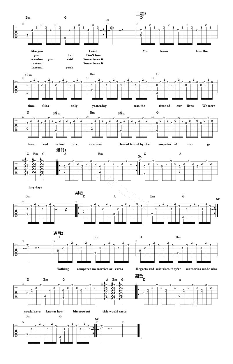 阿黛尔《Someone Like You》吉他谱_D调原版-图2