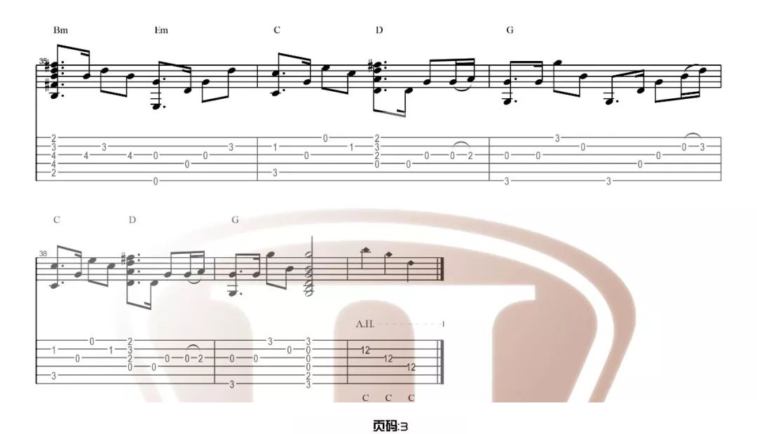 我要你指弹吉他谱_任素汐_简单版指弹谱_独奏吉他谱-图3