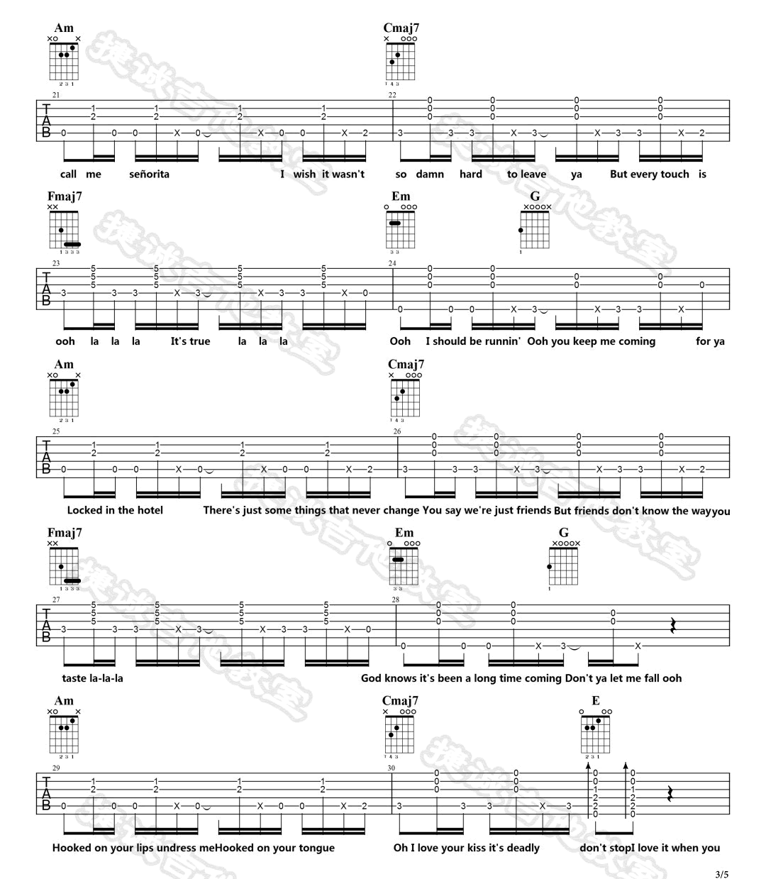 Shawn Mendes/Camila Cabello《Senorita》吉他谱_C调吉他谱-图3