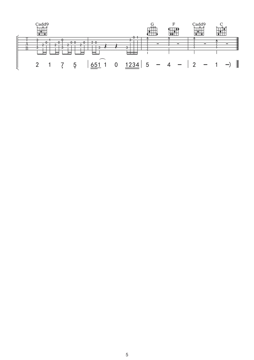 周兴哲《怎么了》吉他谱_C调指法原版弹唱谱-图5