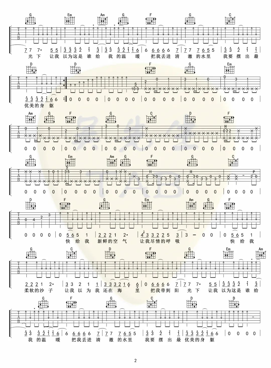 理想后花园《我的身旁是一扇亮了又暗的窗》吉他谱_C调弹唱吉他谱-图2