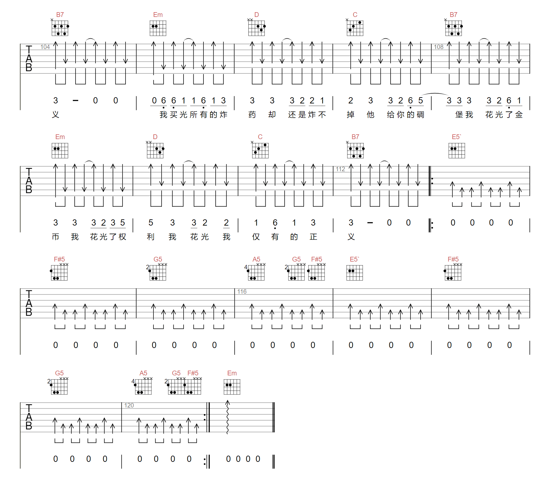 回春丹乐队《正义》吉他谱_G调原版弹唱谱-图4