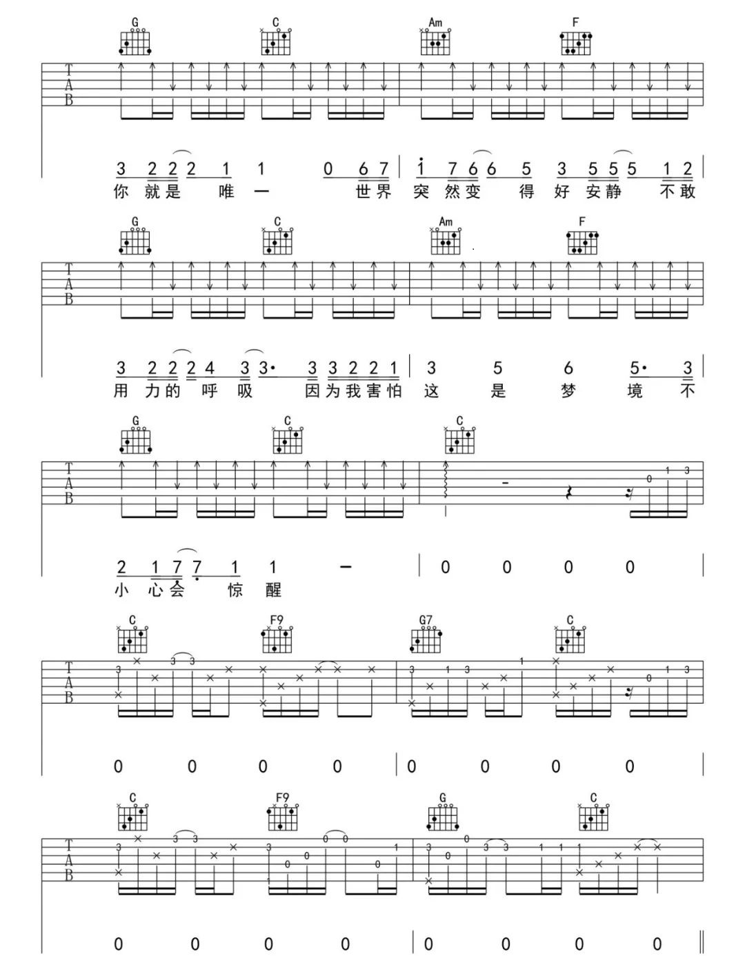 陈泫孝/大泫《静悄悄》吉他谱_C调简单版-图4