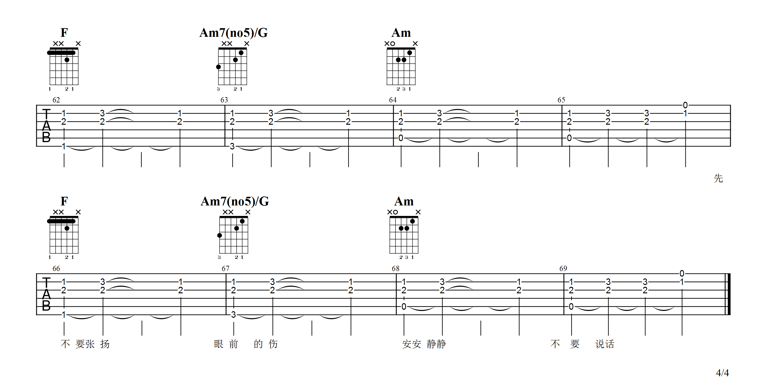 林俊杰《我们很好》吉他谱_C调指法原版弹唱谱-图4