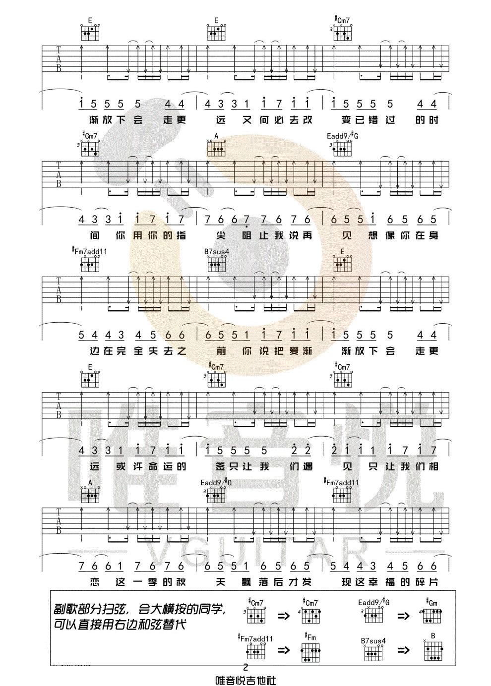 周杰伦《不能说的秘密》吉他谱_E调原版弹唱谱-图2