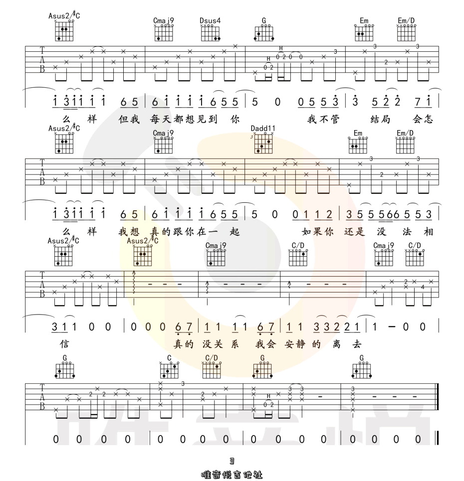 张震岳《小宇》吉他谱_G调指法原版弹唱谱-图3