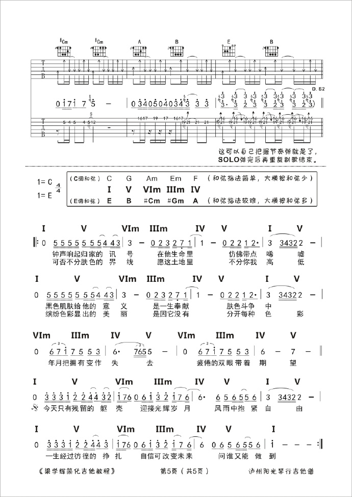Beyond《光辉岁月》吉他谱_E调原版_吉他弹唱吉他谱_乐队总谱-图5