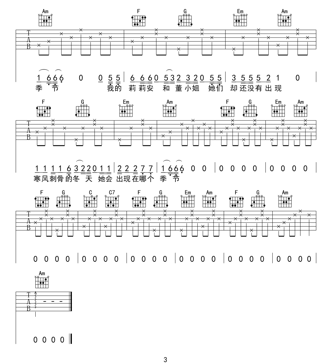 林启得《我不是你的宋冬野》吉他谱_C调原版-图3