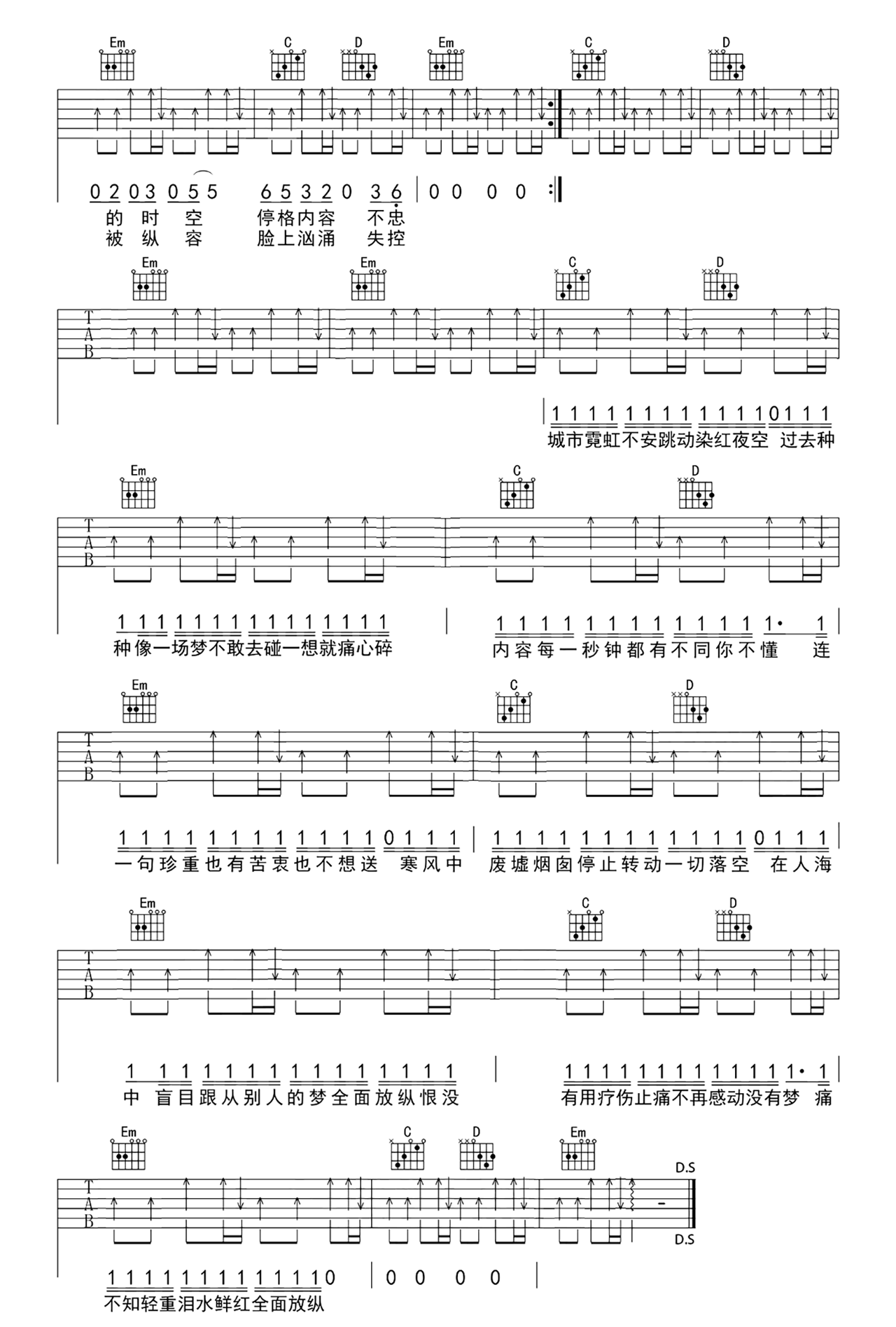 周杰伦《反方向的钟》吉他谱_G调指法弹唱谱-图2