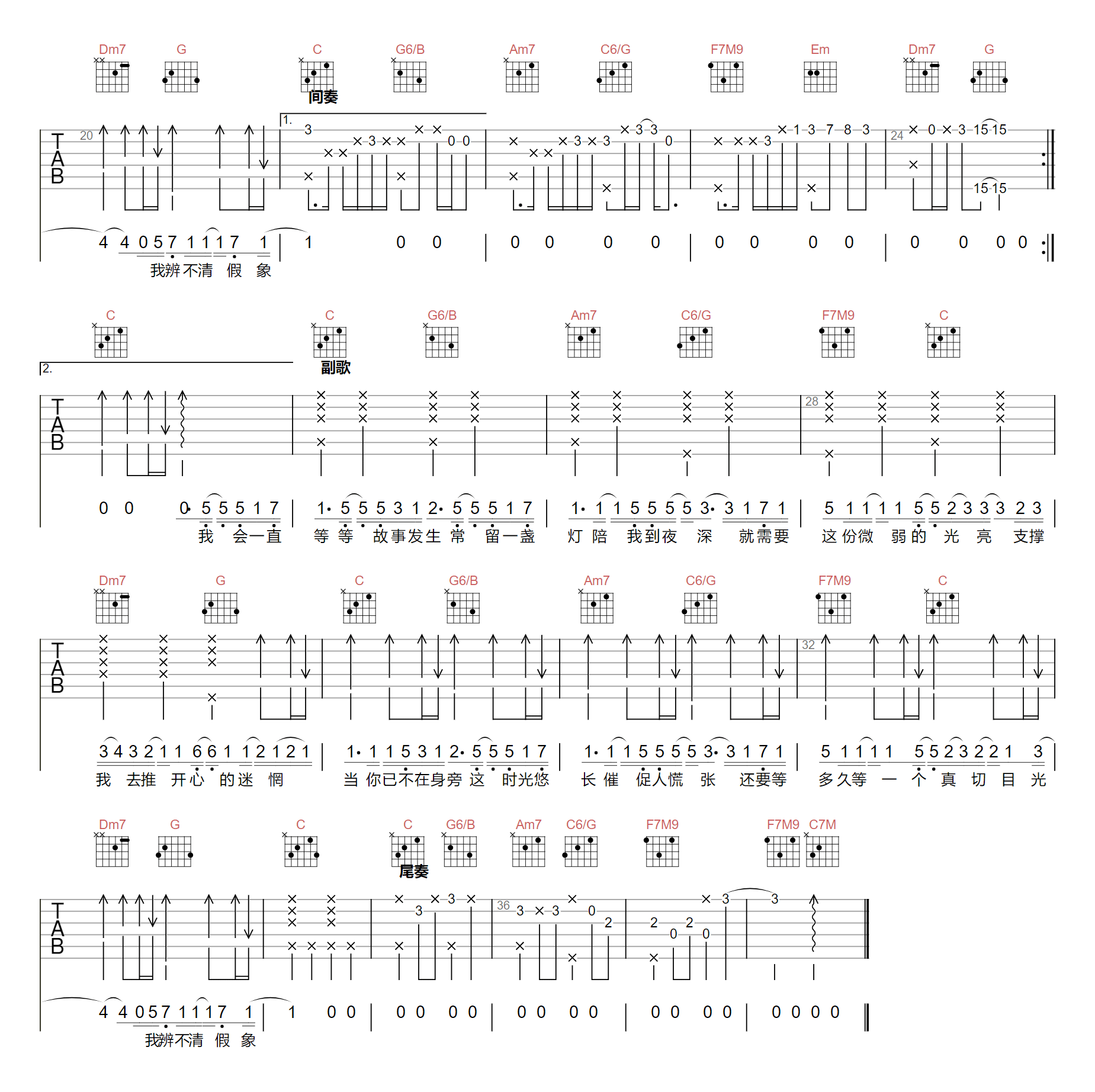 张齐山DanieL《单人券》吉他谱_C调原版弹唱谱-图2