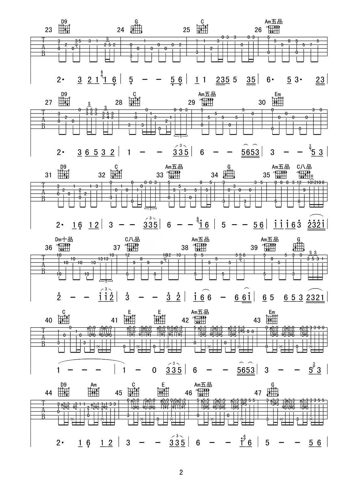 李茂山《迟来的爱》吉他谱_C调原版弹唱谱-图2