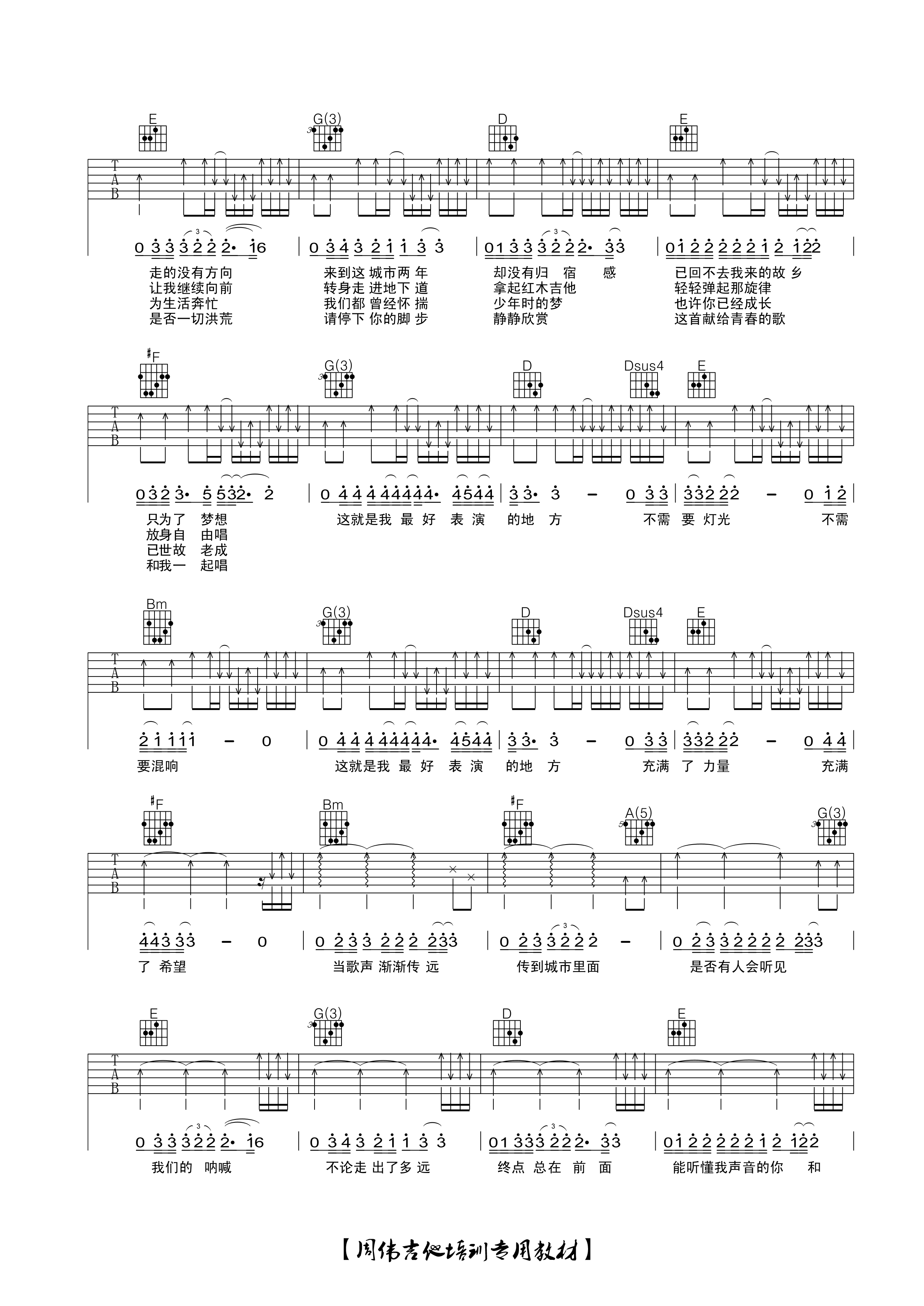 沙建微《加州旅馆》吉他谱_D调原版弹唱谱-图2