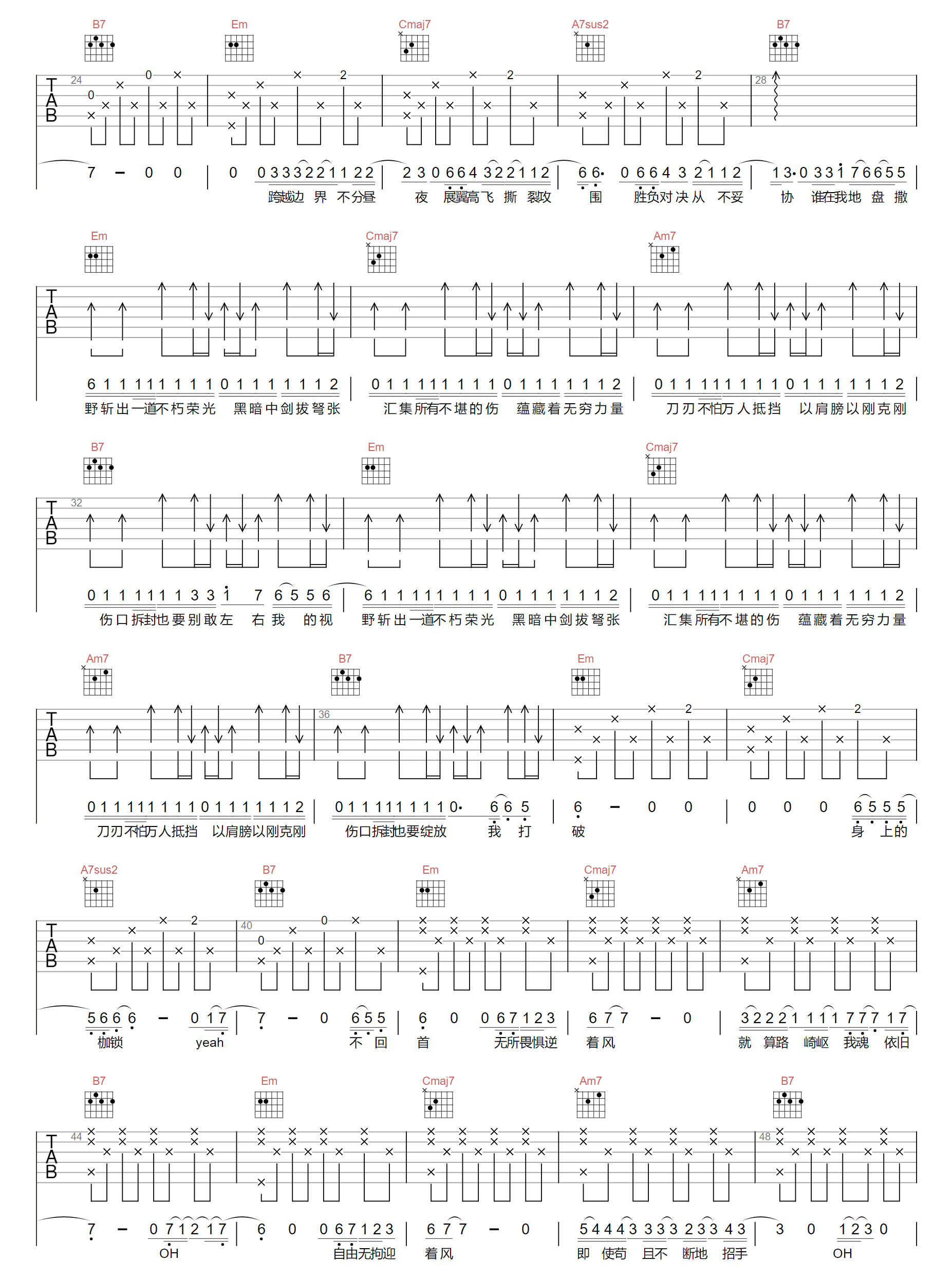 林俊杰《无拘》吉他谱_G调原版弹唱谱-图2