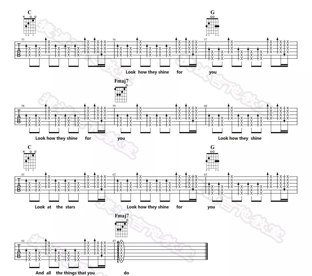 Coldplay《Yellow》吉他谱_C调原版弹唱谱-图4