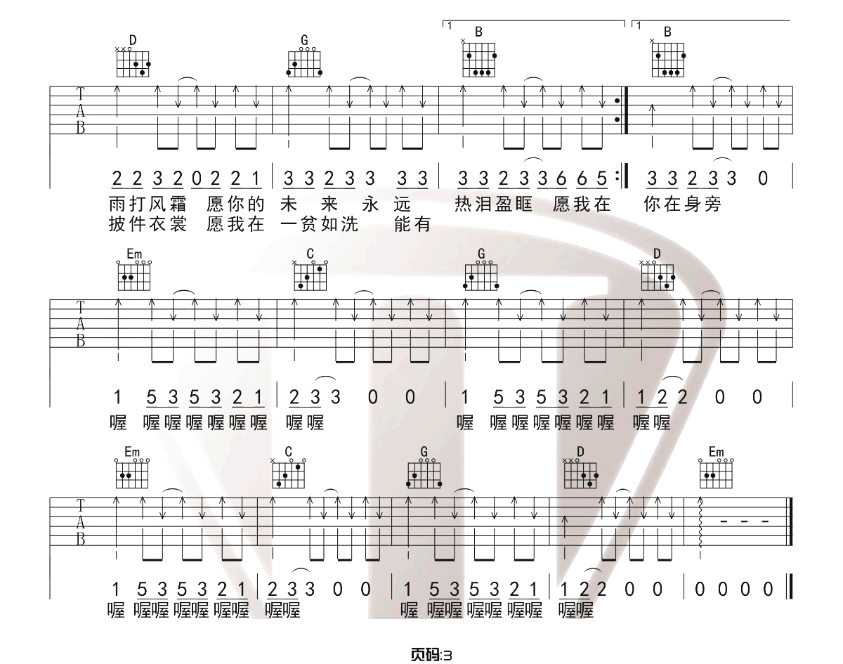解忧邵帅《你是人间四月天》吉他谱_C调弹唱谱-图3