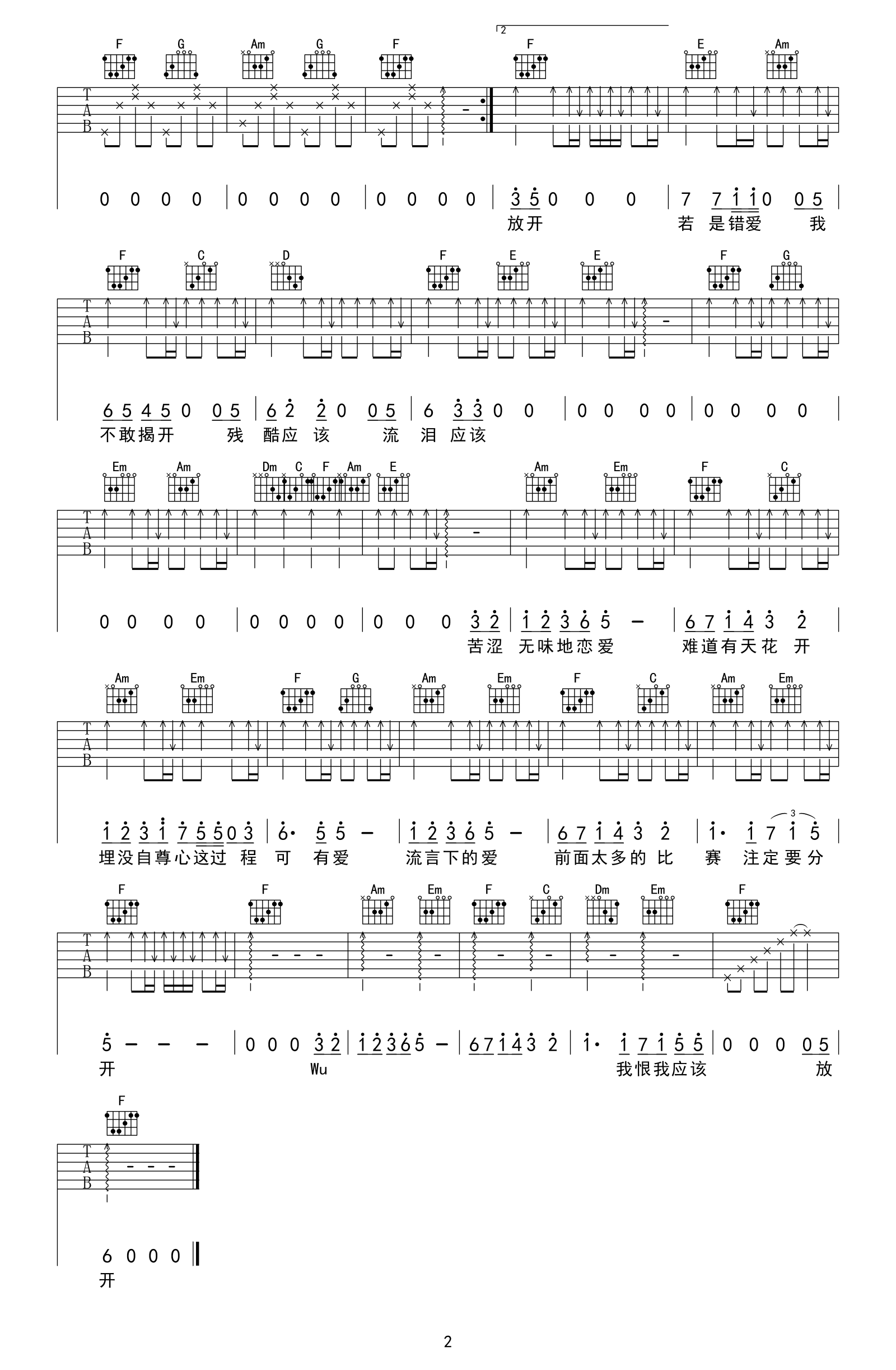 炎明熹《蜚蜚》吉他谱_C调原版弹唱谱-图2