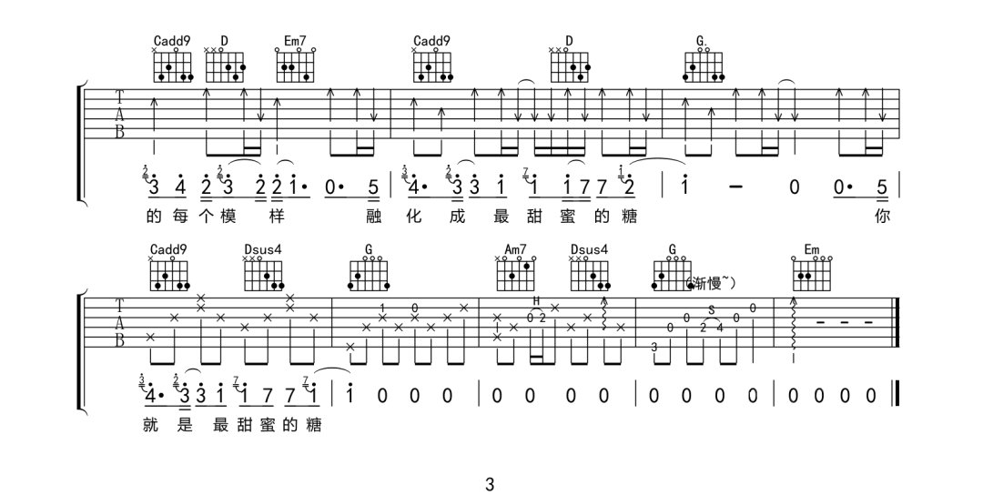 很美味《April Encounter》吉他谱_G调原版弹唱谱-图3