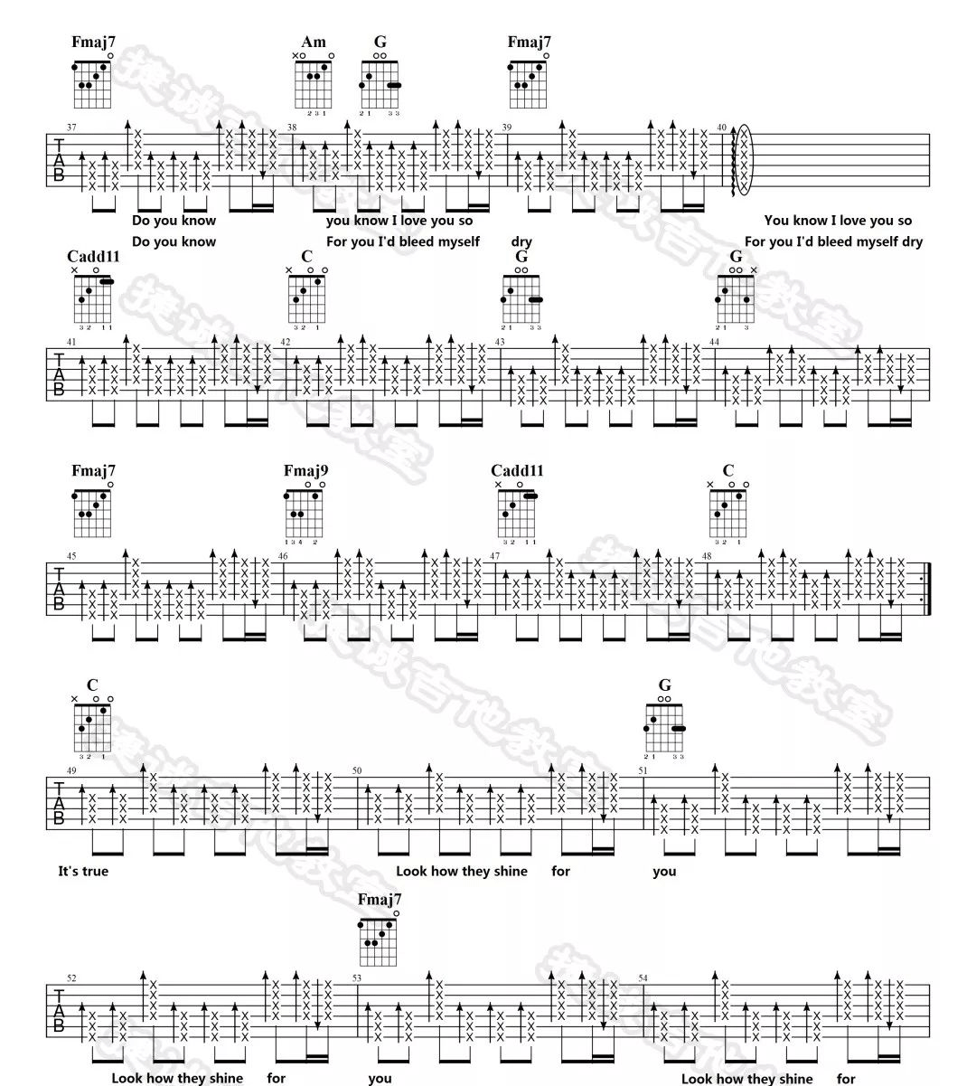 Coldplay《Yellow》吉他谱_C调原版弹唱谱-图3